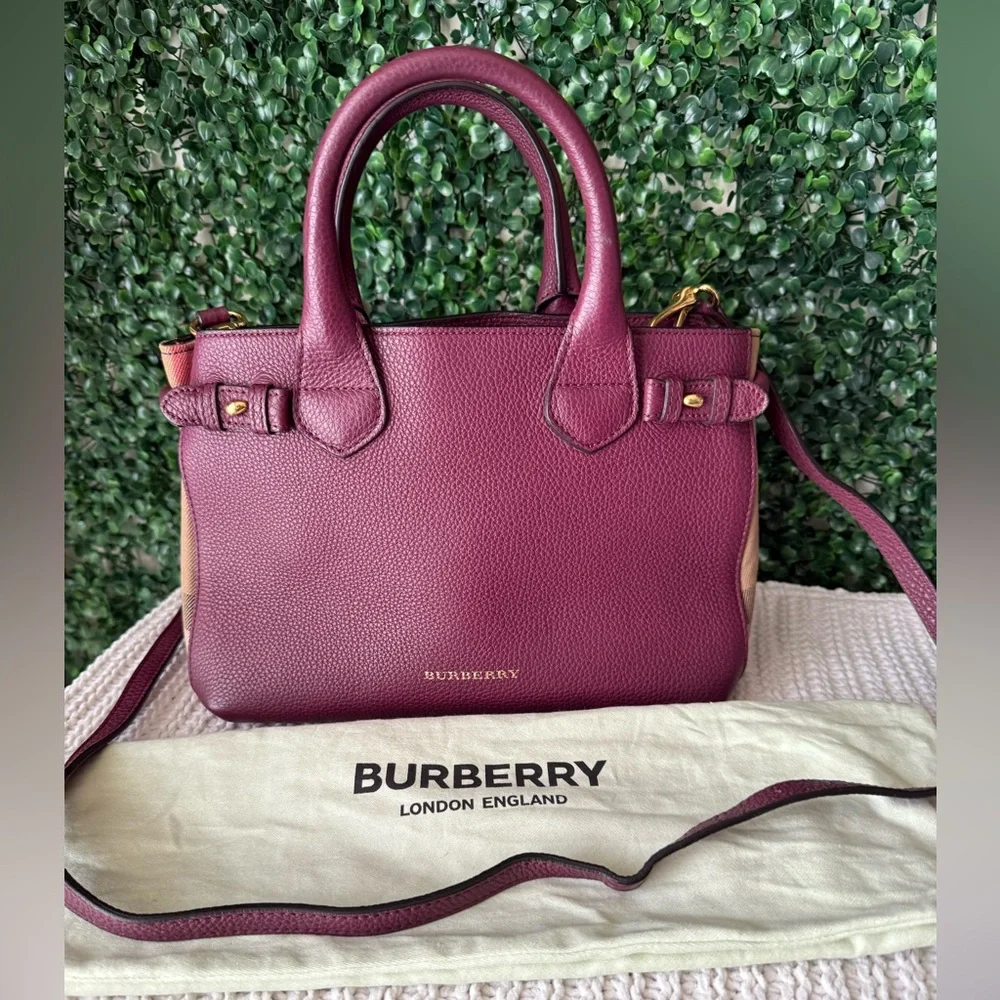 Burberry Crossbody Satchel Leather Bag and Long Zippy Wallet Bundle Authentic - Picture 2 of 16